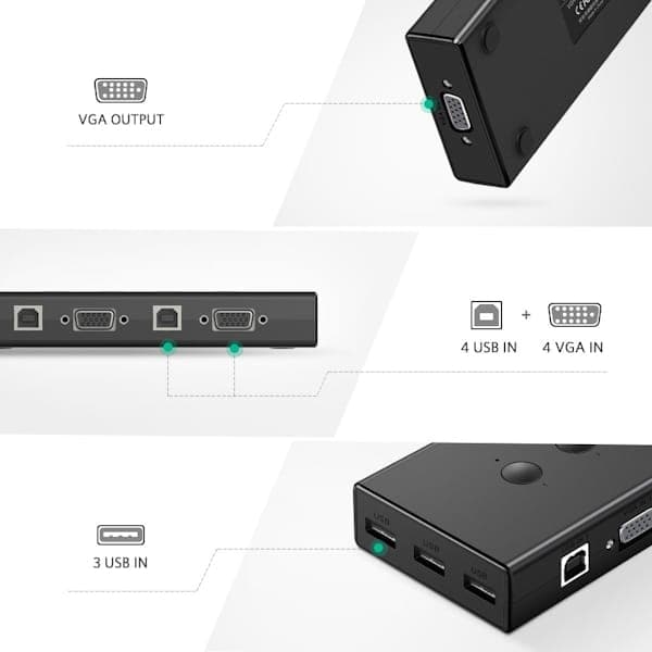 KVM سوئیچ VGA یوگرین UGREEN مدل CM154-50280 — تصویر ۶