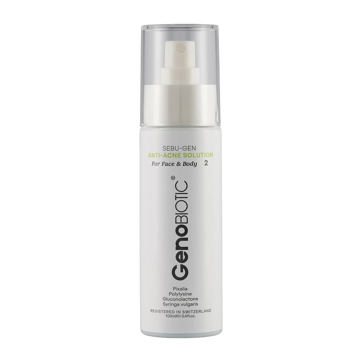 محلول ضدآکنه صورت و بدن سبوژن 2 ژنوبایوتیک 100 میلی‌لیتر GenoBiotic — تصویر ۳