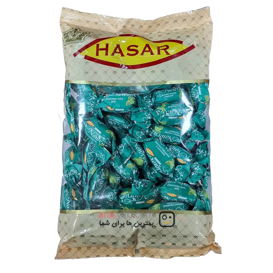 شکلات پذیرایی نعنایی نوروز hasar با روکش شکلاتی بسته 1 کیلویی