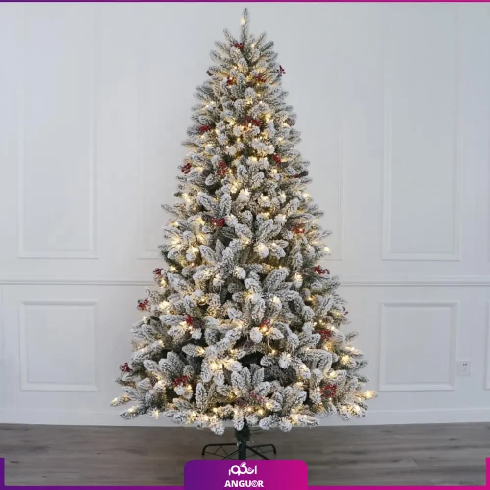 درخت کریسمس برفی 180 سانتی متری با تزئینات (سال نو میلادی)