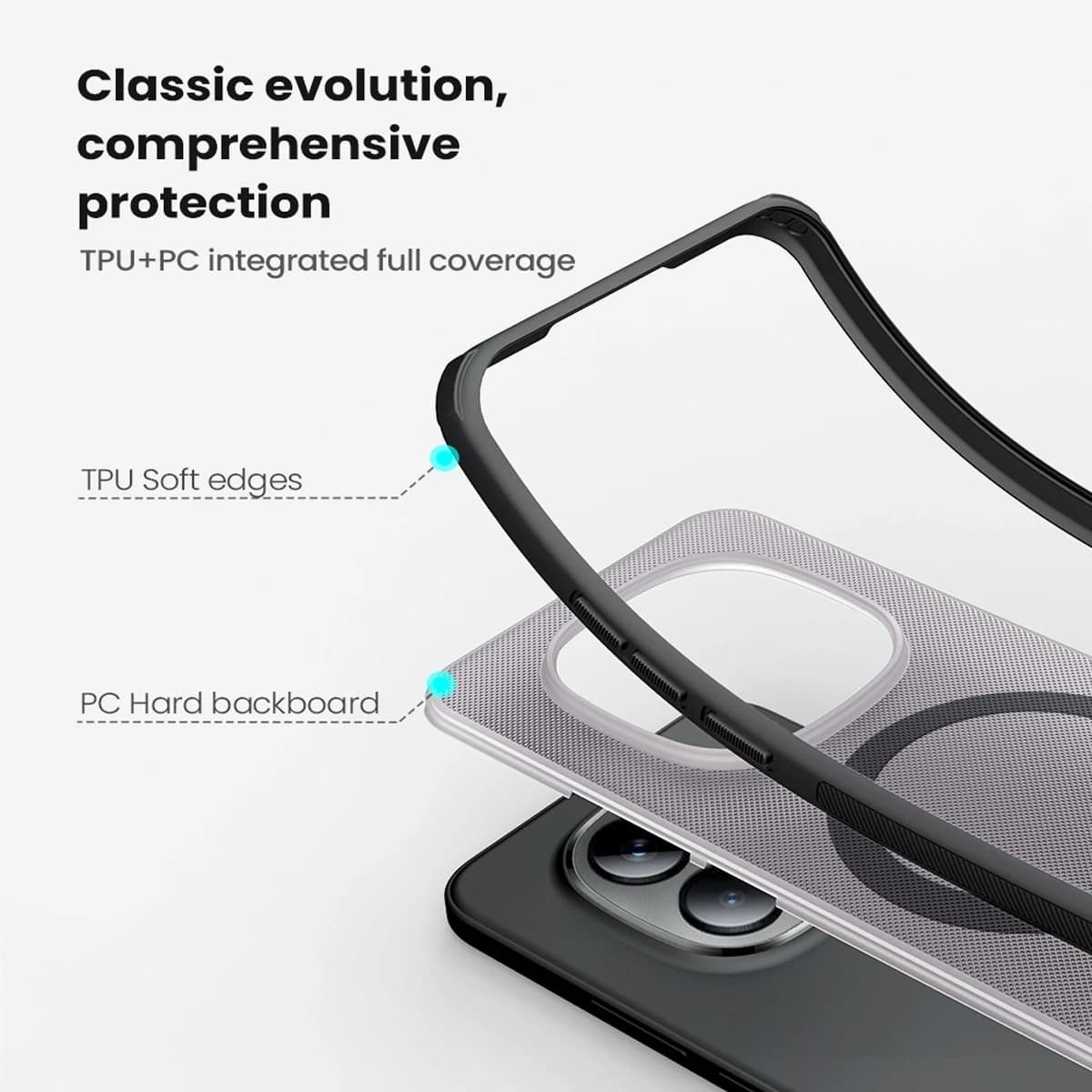 قاب ضدضربه دودی مگنتی Xiaomi Redmi Note 15 Pro Plus مارک نیلکین مدل Super Frosted Shield Pro Clear Magnetic — تصویر ۹