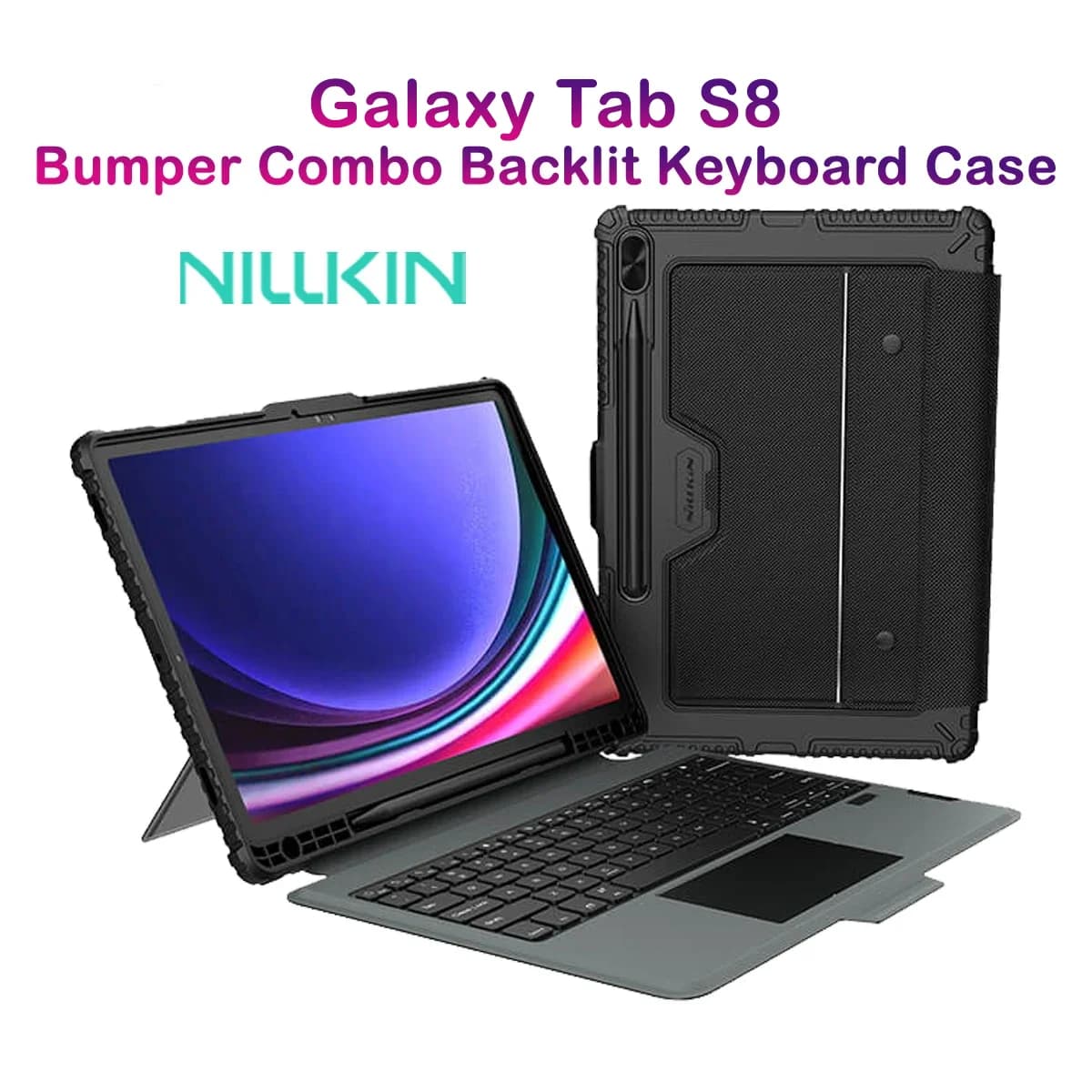کیف کلاسوری Galaxy Tab S8 با صفحه کلید بلوتوثی برند نیلکین مدل Bumper Combo — تصویر ۱۰