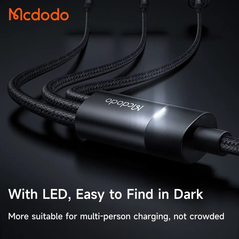 کابل شارژ چند سر 3 کاره 3 آمپر USB-A به Type-C و Lightning و Micro USB طول 1.2 متر برند مک دودو مدل Mcdodo CA-5790 — تصویر ۹