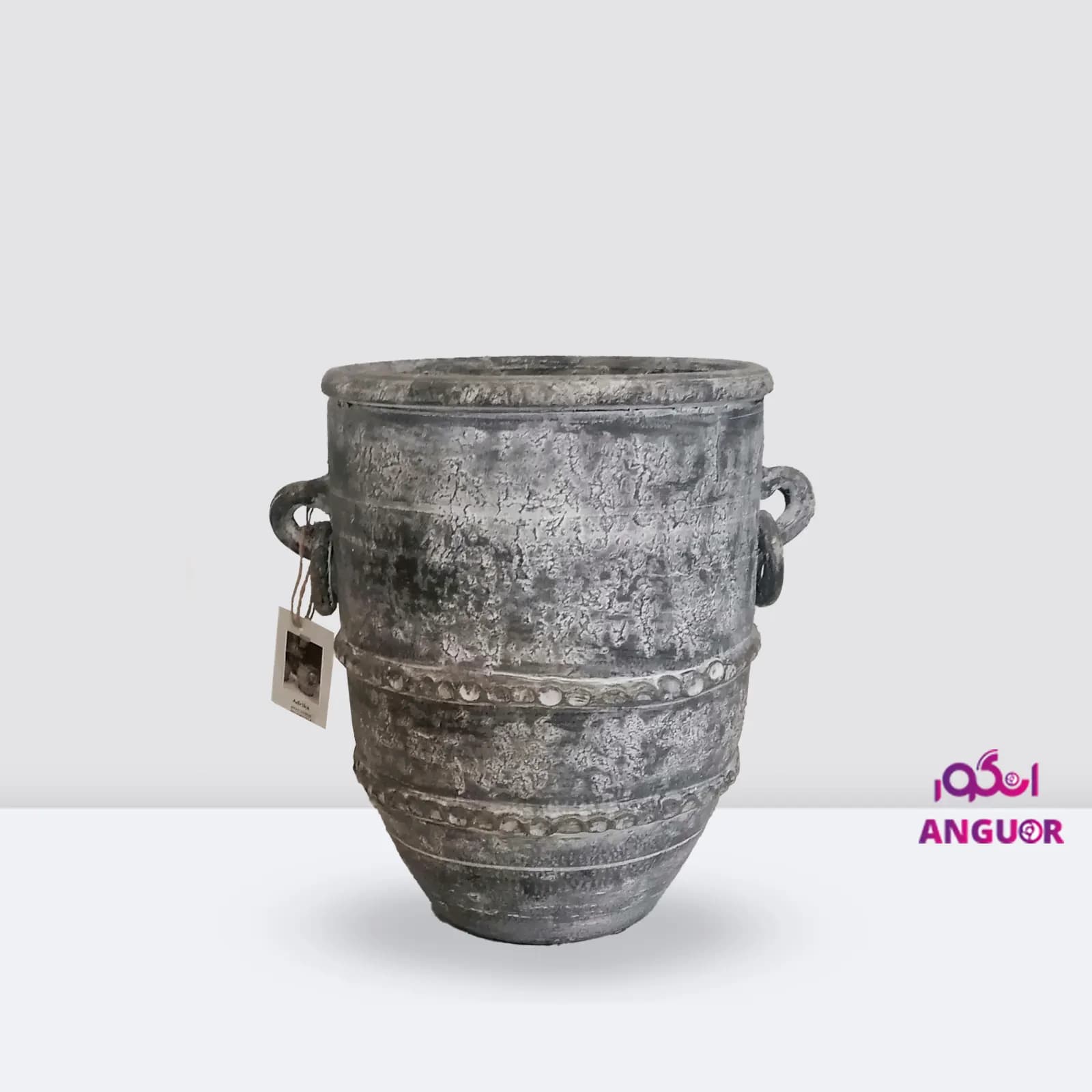 گلدان سفالی ساده طوسی