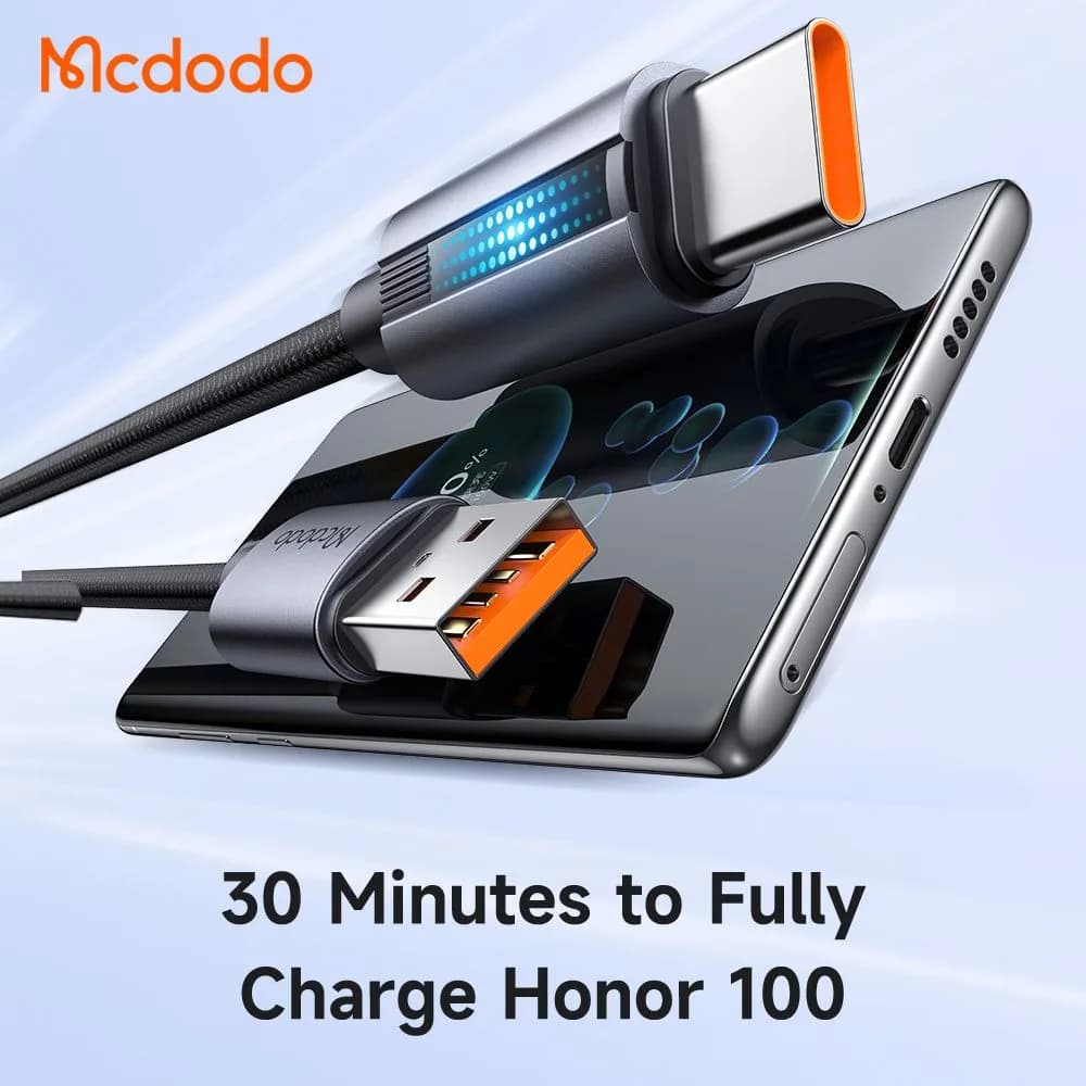 کابل شارژ 6آمپر 100وات USB-A به Type-C دارای نورپردازی LED طول 1.2 متر برند مک دودو مدل Mcdodo CA-5180 — تصویر ۸