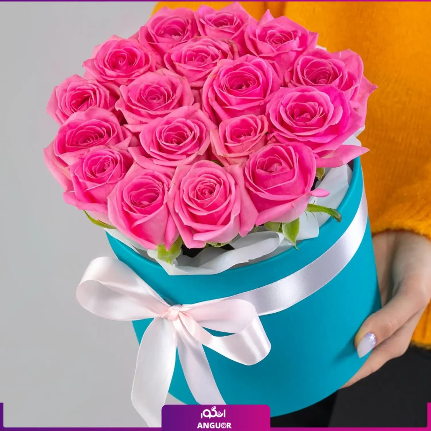 باکس گل رز صورتی 17 شاخه