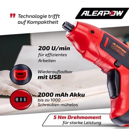 پیچ گوشتی شارژی ALEAPOW اورجینال امازون المان — تصویر ۶
