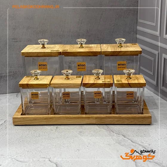 ست بانکه و ادویه کفه دار درب چوبی