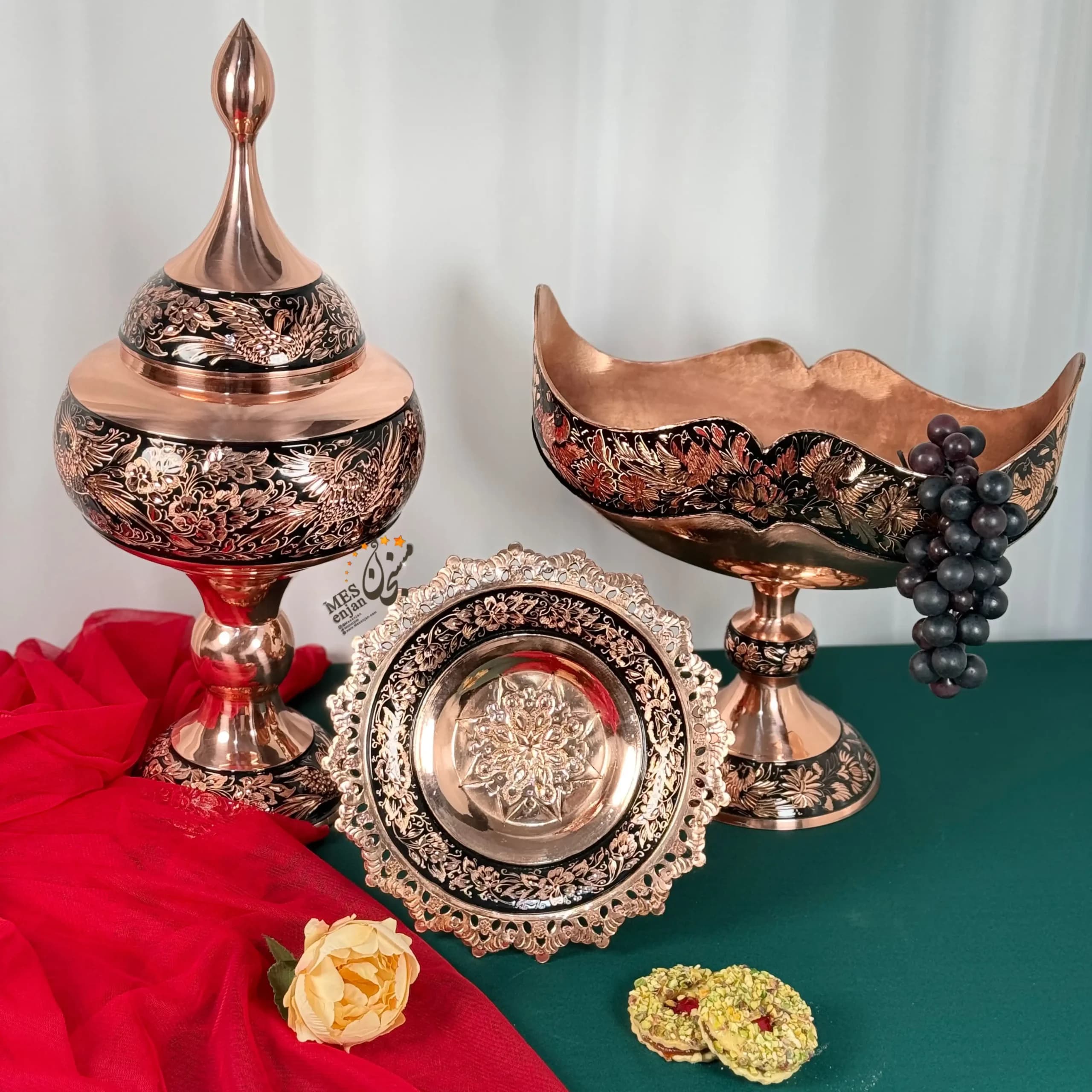 سرویس پذیرایی مسی الماس تراش رنگ ثابت
