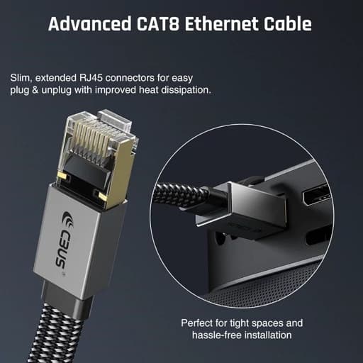 کابل شبکه Cat 8 برند Folishine بطول 2m اورجینال امازون المان — تصویر ۵