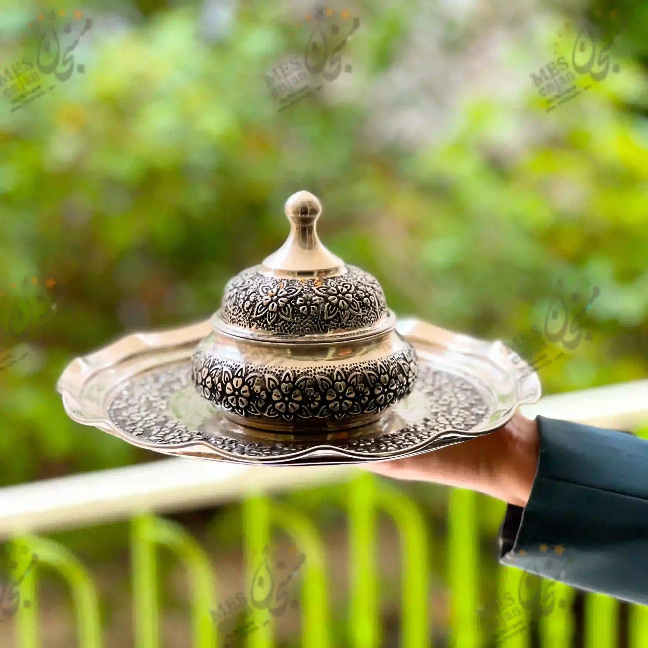 سینی و قندان رزمس کروم سیاه قلم شده