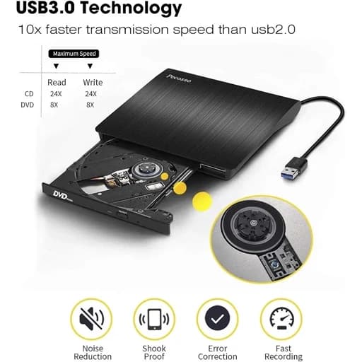 درایو DVD اکسترنال USB 3.0 برند Pecosso اورجینال امازون المان — تصویر ۳