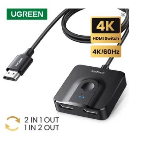 سوئیچ 2 پورت برند یوگرین 4K Hdmi .UGREEN با کابل 1 متری اورجبیال امازون المان — تصویر ۹