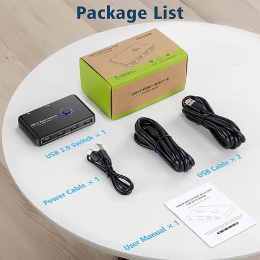 kvmسوئیچ USB 3 برای 2 کامپیوتر و4 دستگاه USB برند Jancane اورجینال امازون المان — تصویر ۶