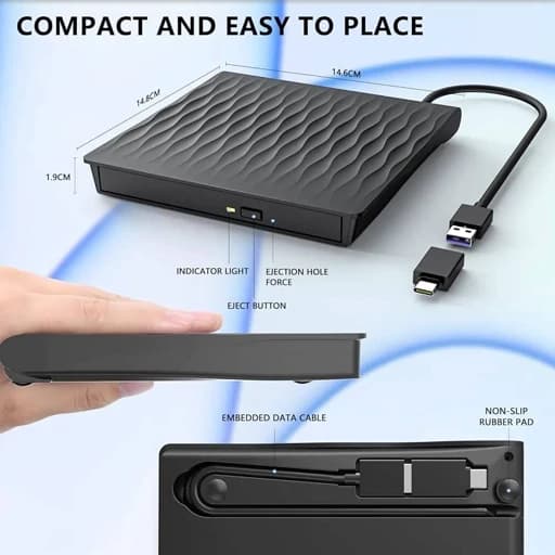 دی وی دی رایتر اکستنرالUSB3 نوع C اورجینال امازون المان — تصویر ۱۲