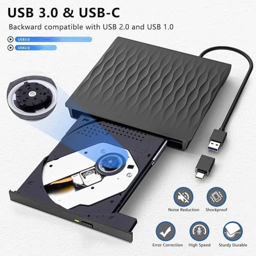 دی وی دی رایتر اکستنرالUSB3 نوع C اورجینال امازون المان — تصویر ۹