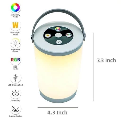 چراغ شارژی RGB لمسی با نورسفید و رقص نور ابشاری اورجینال امازون المان — تصویر ۶