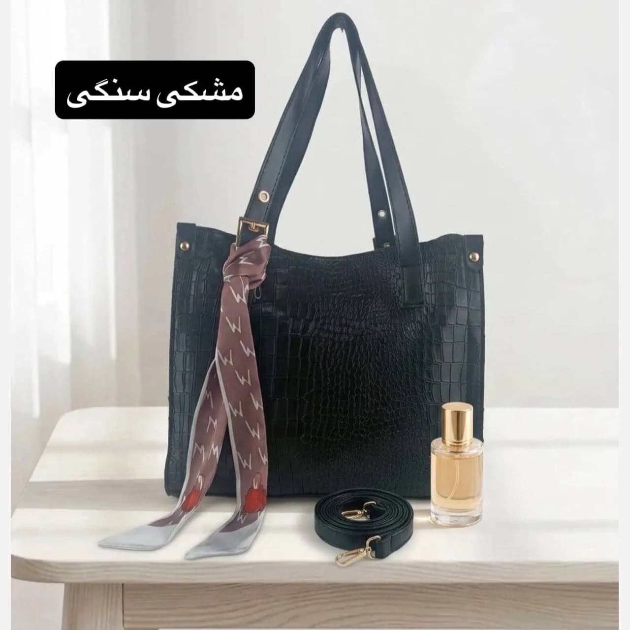کیف زنانه چرم مصنوعی رسمی و روزمره با بند بلند — تصویر ۸