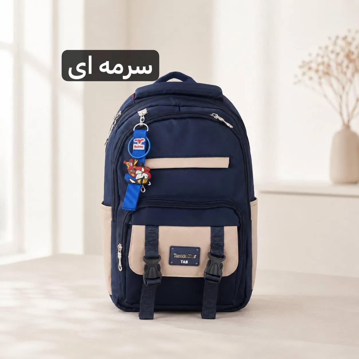 کوله پشتی مدرسه و دانشگاه پارچه ای مدل زیپی ابعاد 46 در 38 سانتیمتر — تصویر ۶
