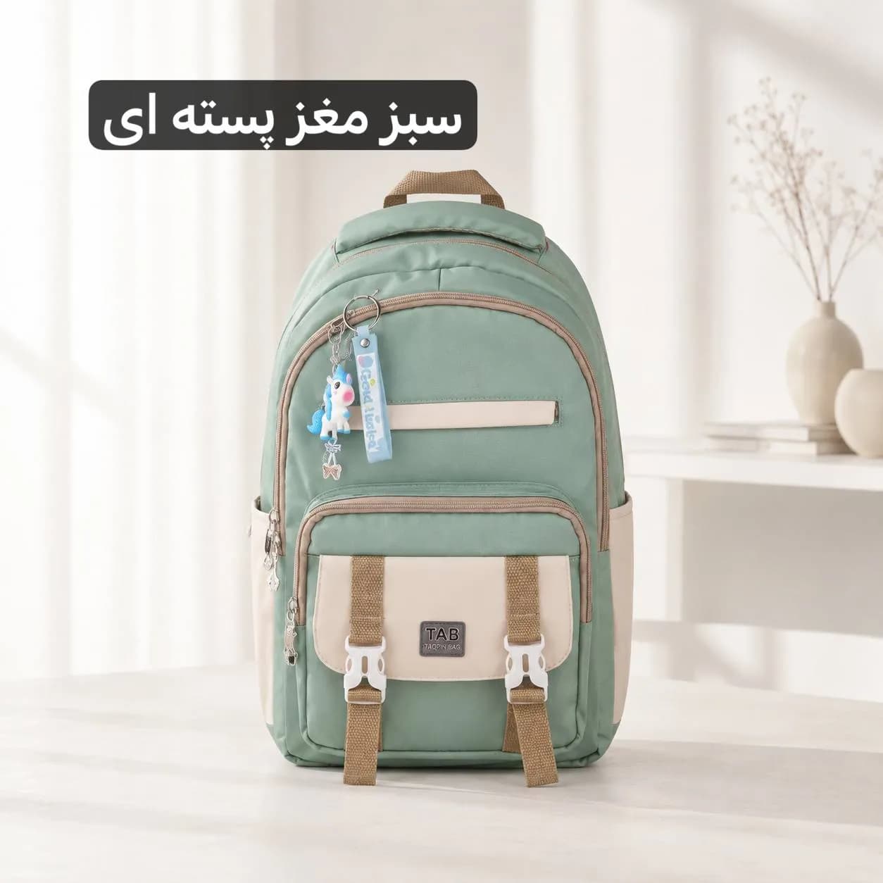 کوله پشتی مدرسه و دانشگاه پارچه ای مدل زیپی ابعاد 46 در 38 سانتیمتر — تصویر ۷
