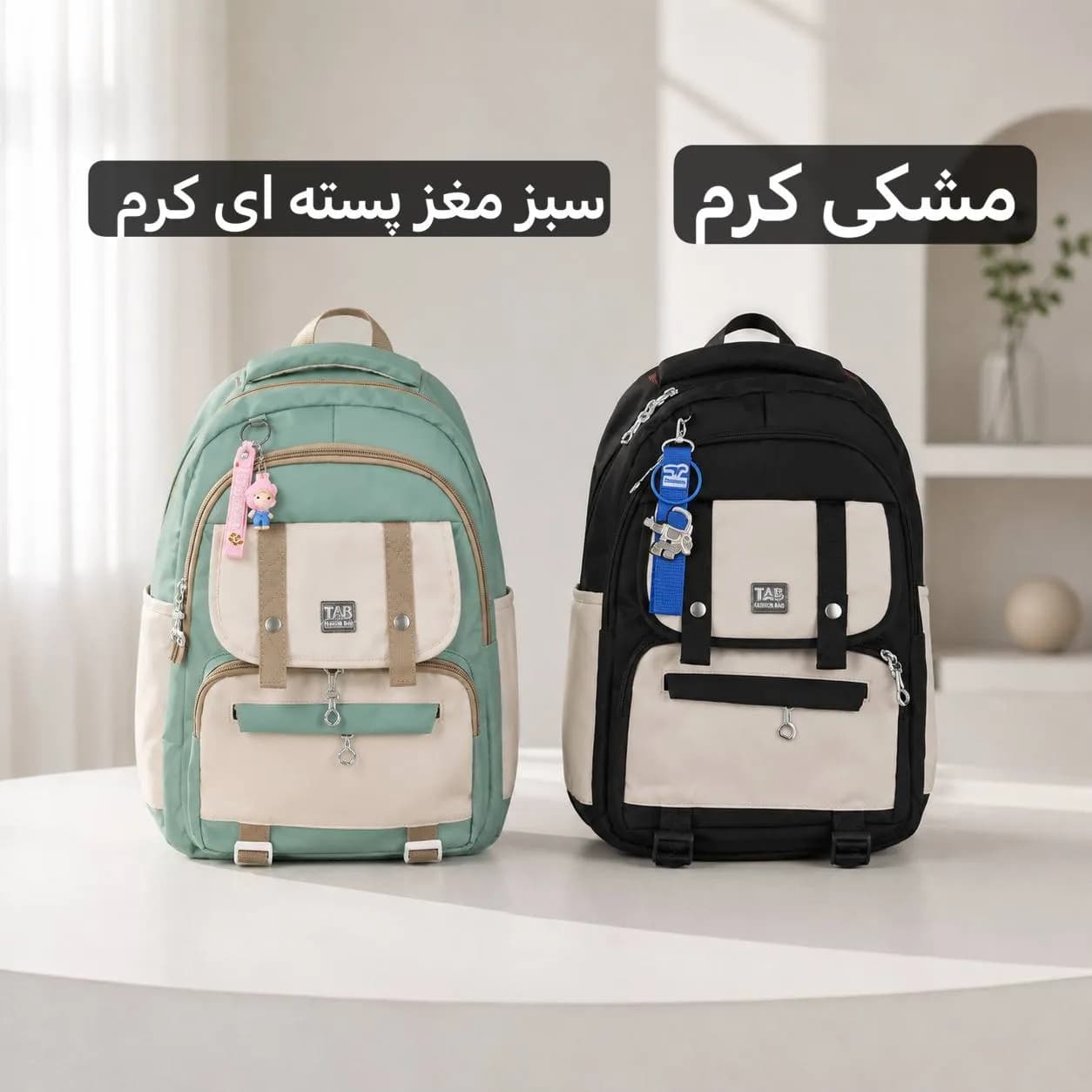 کوله پشتی برزنتی مدرسه و دانشگاه مناسب ابعاد 43 در 36 سانتیمتر — تصویر ۸