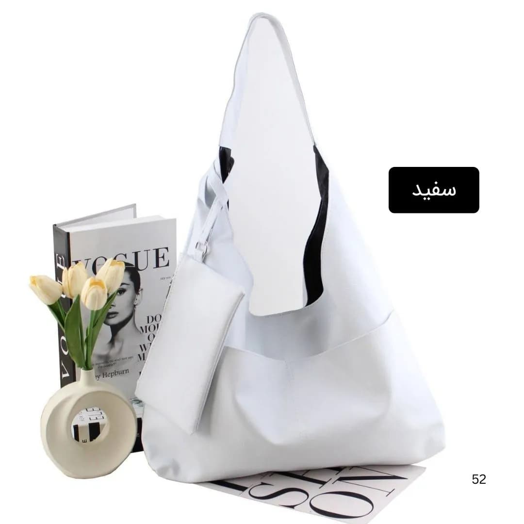 کیف زنانه چرم مصنوعی روزمره و دانشگاهی سه جیب بیرونی — تصویر ۸