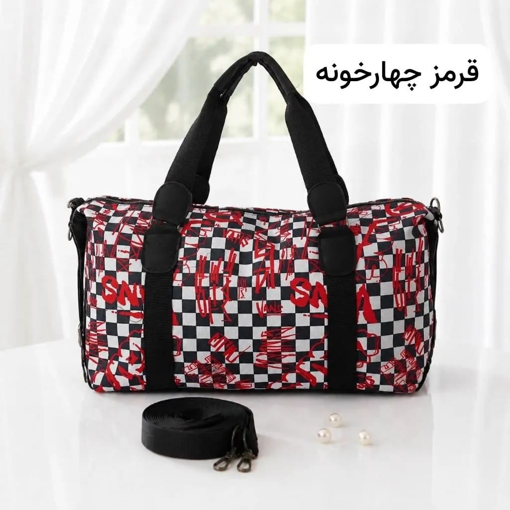 ساک مسافرتی و استخری پارچه کره ای با بند بلند و زیپ — تصویر ۸