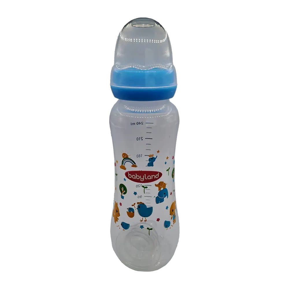 شیشه شیر کلاسیک طلقی ارتودنسی اندازه 240 میل مناسب 6 تا 18 ماه بی بی لند babyland کد 305 — تصویر ۶