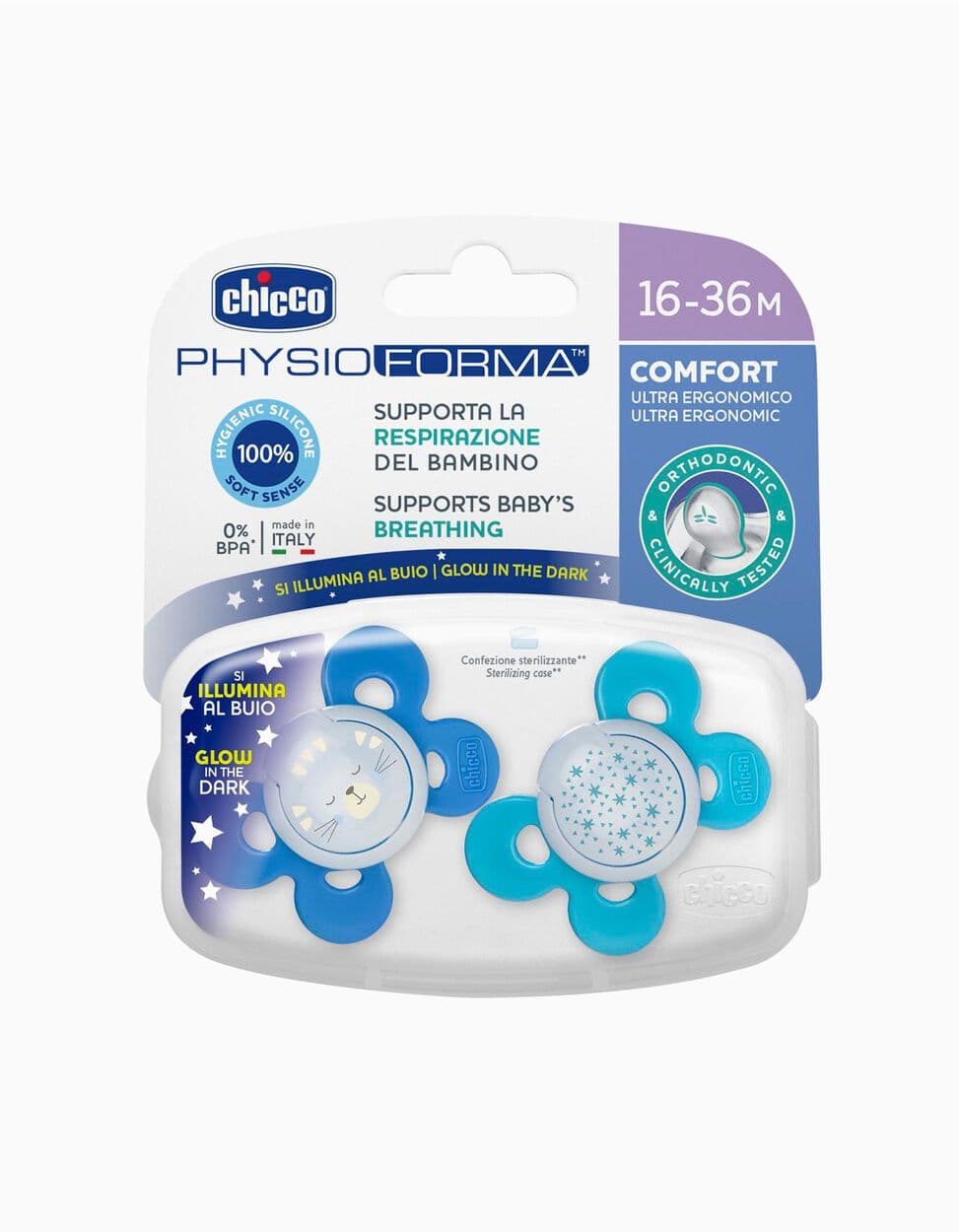 پستانک فیزیو کامفورت چیکو دو عددی chicoo ایتالیا 16 تا 36 ماه chicco — تصویر ۹