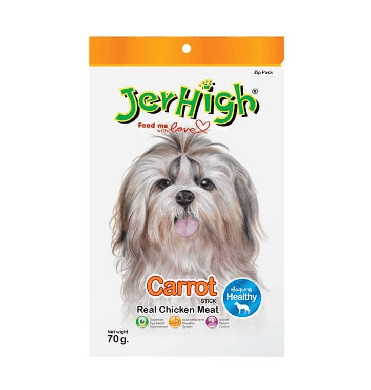 تشویقی سگ با طعم هویج جرهای Jerhigh Chicken Sticks Carrot وزن 70 گرم
