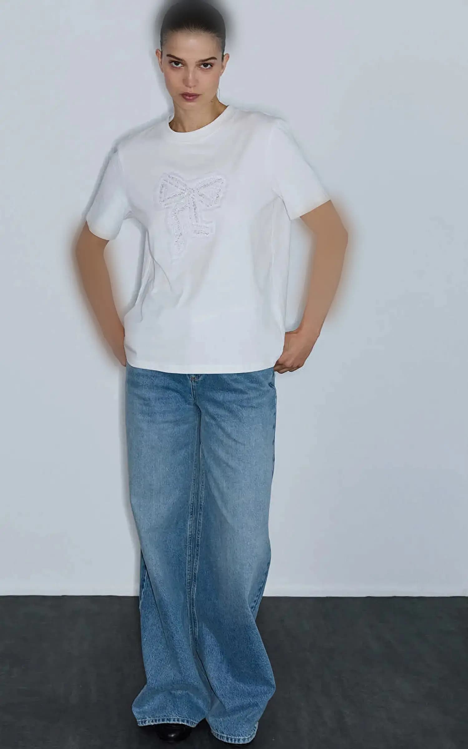 تیشرت زنانه آستین کوتاه طرح پروانه IPEKYOL کد IW6260070173 — تصویر ۳