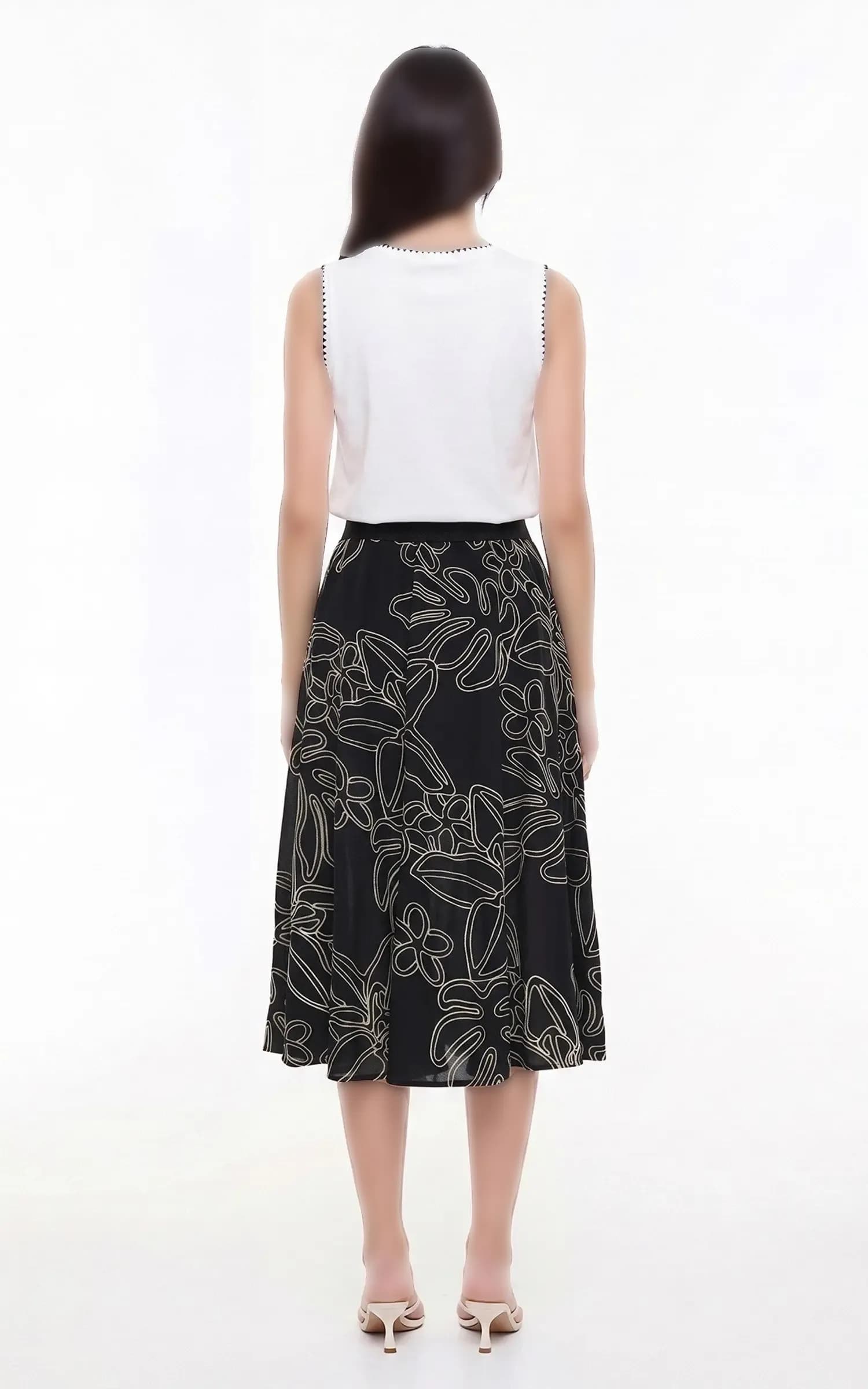 دامن زنانه میدی طرحدار مشکی Roman کد Y2615023 — تصویر ۷
