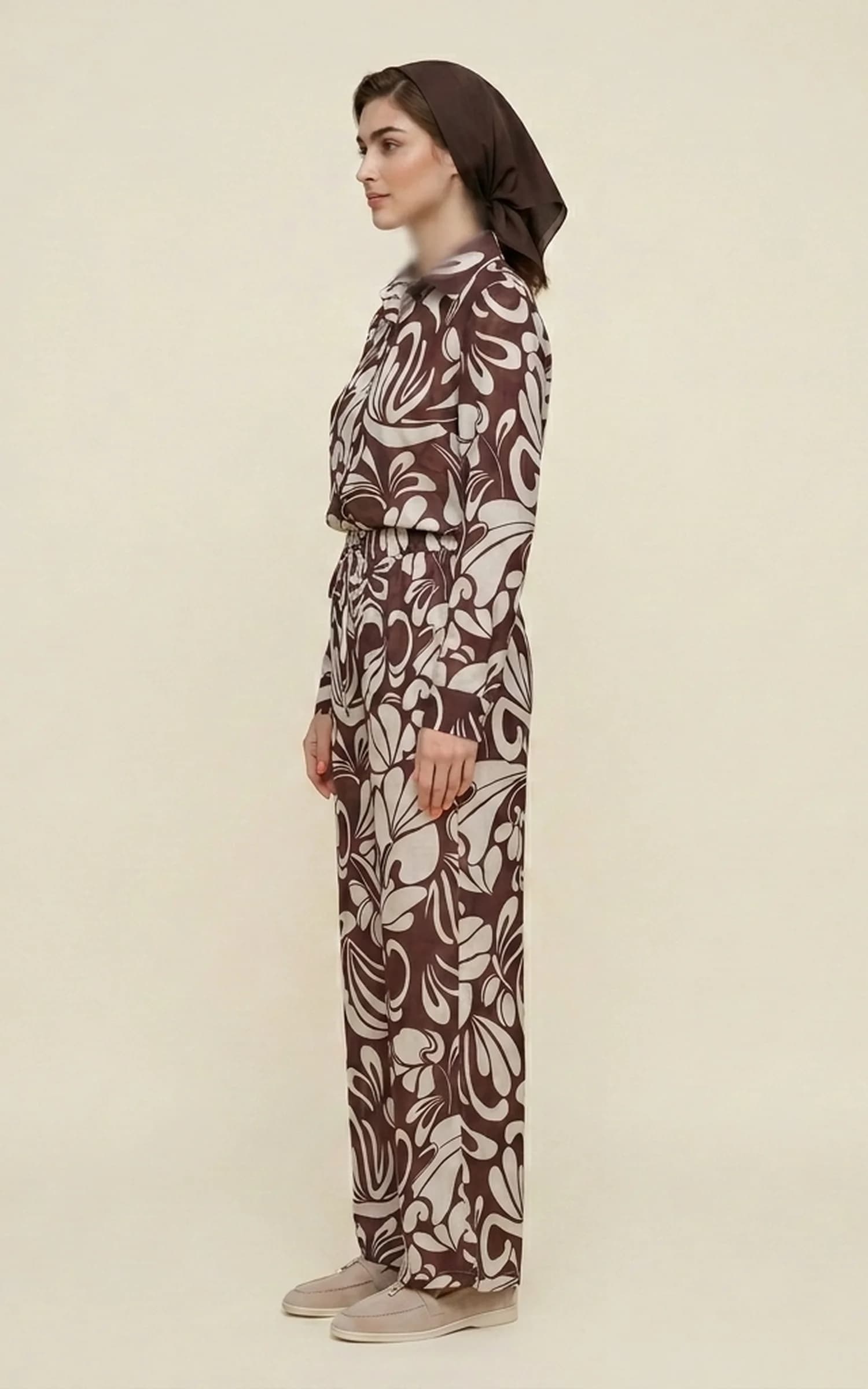 شلوار زنانه قهوهای گلدار nevado کد 405023301980 — تصویر ۵