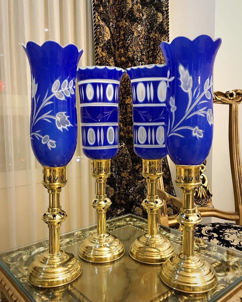 دو عدد شمعدان پایه برنجی