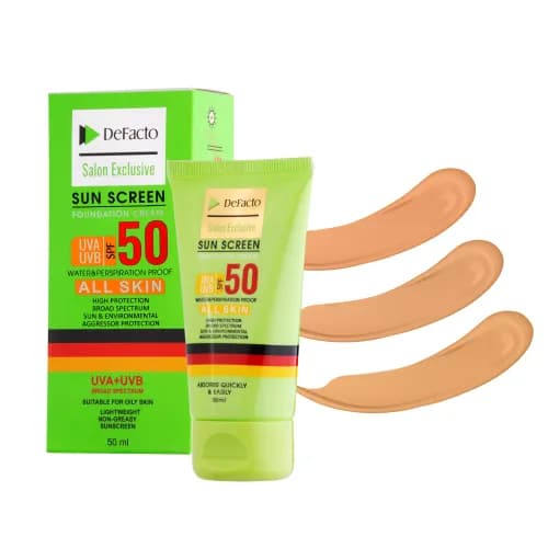 ضد آفتاب رنگی دیفکتو مناسب تمامی نوع پوست ها spf 50 و حجم 40 میل