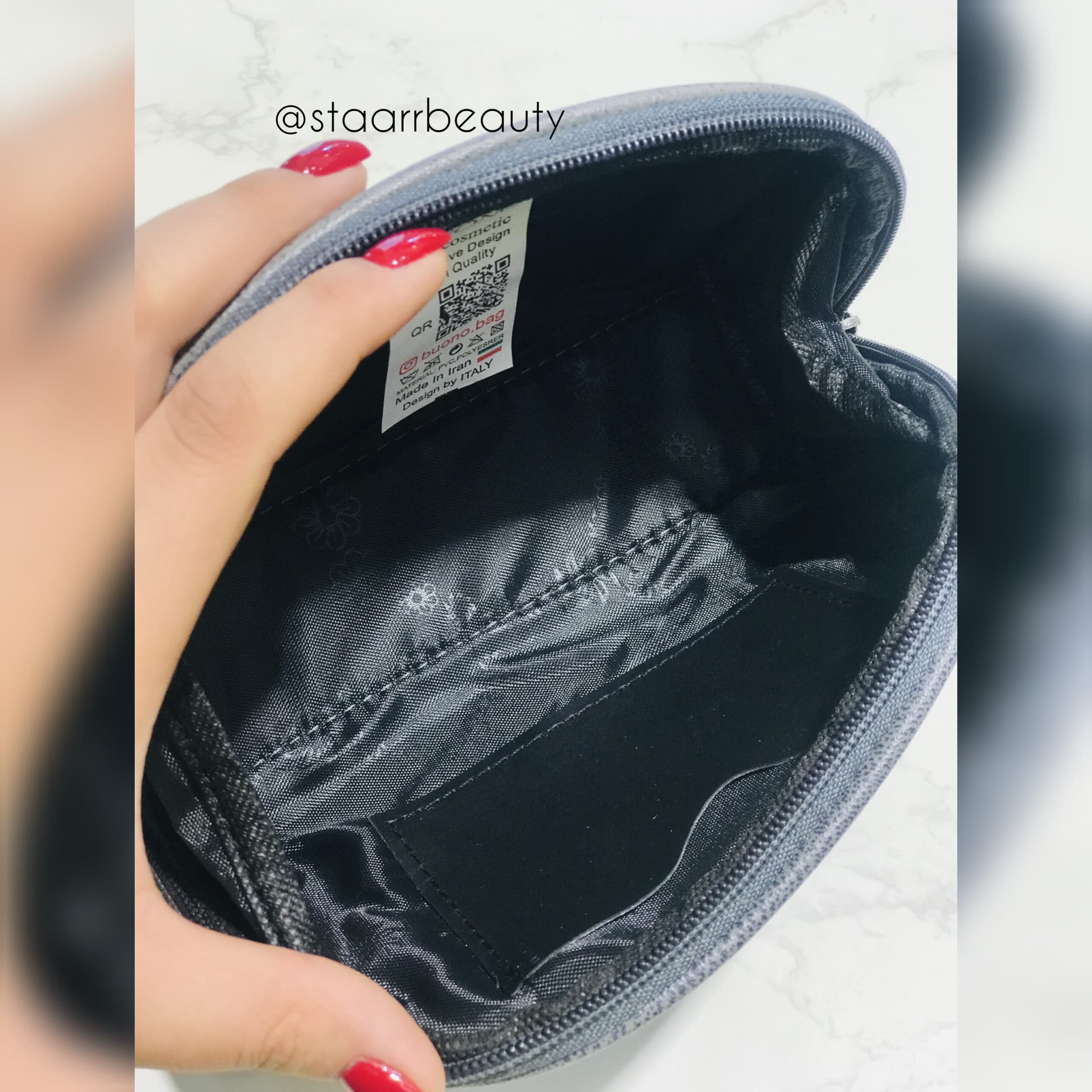 کیف آرایشی اورجینال برند بوونو رنگ طوسی Buono — تصویر ۵
