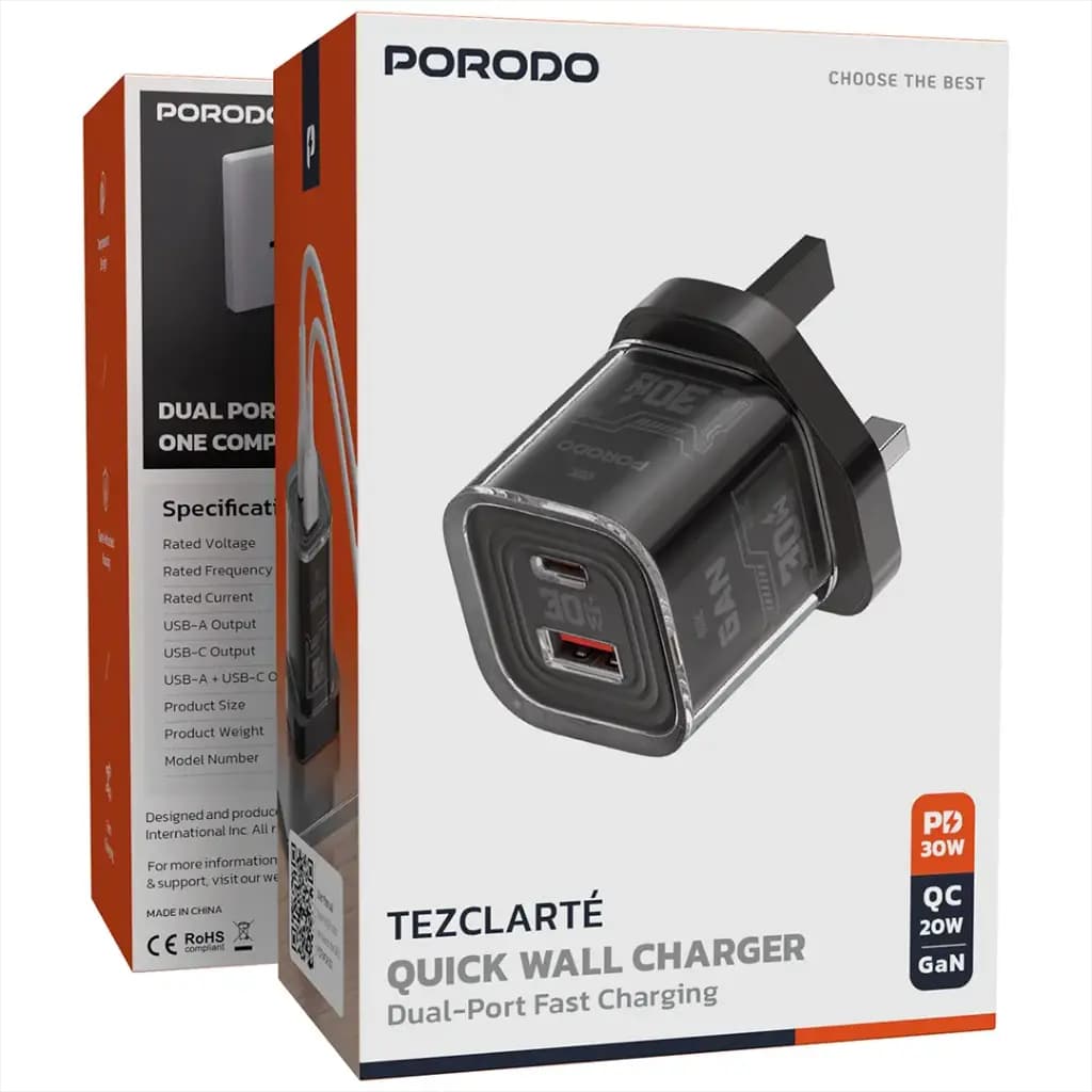 شارژر دیواری 30وات پرودو مدل Tezclarte Dual-Port PDFWCH101 — تصویر ۸