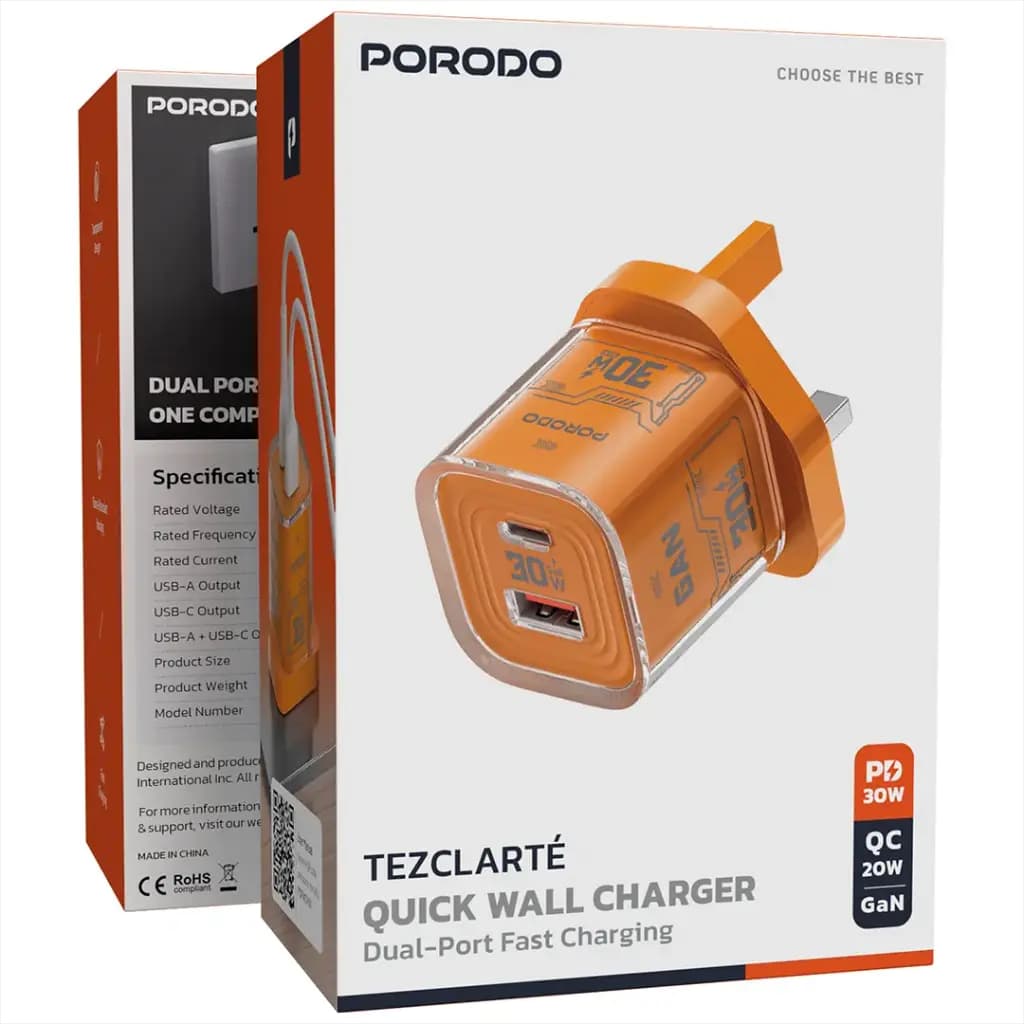 شارژر دیواری 30وات پرودو مدل Tezclarte Dual-Port PDFWCH101 — تصویر ۵
