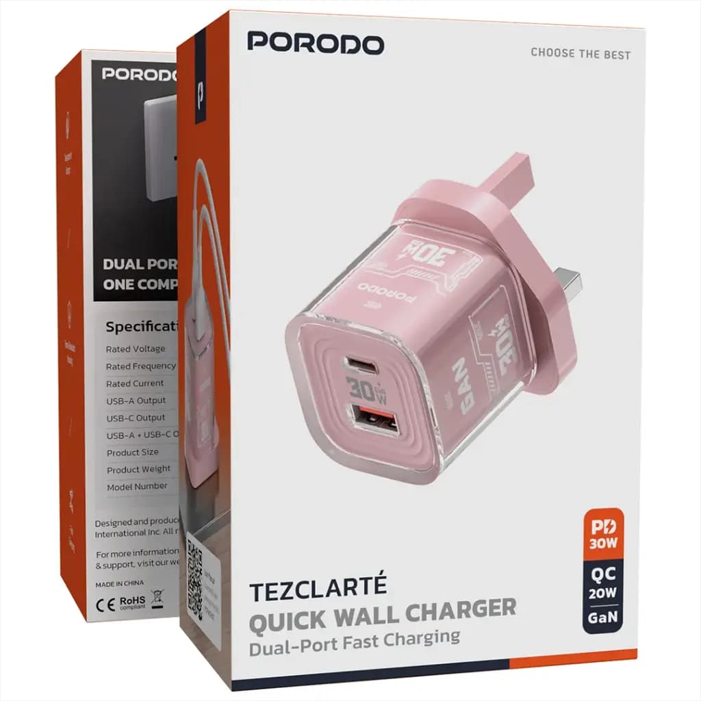 شارژر دیواری 30وات پرودو مدل Tezclarte Dual-Port PDFWCH101 — تصویر ۷