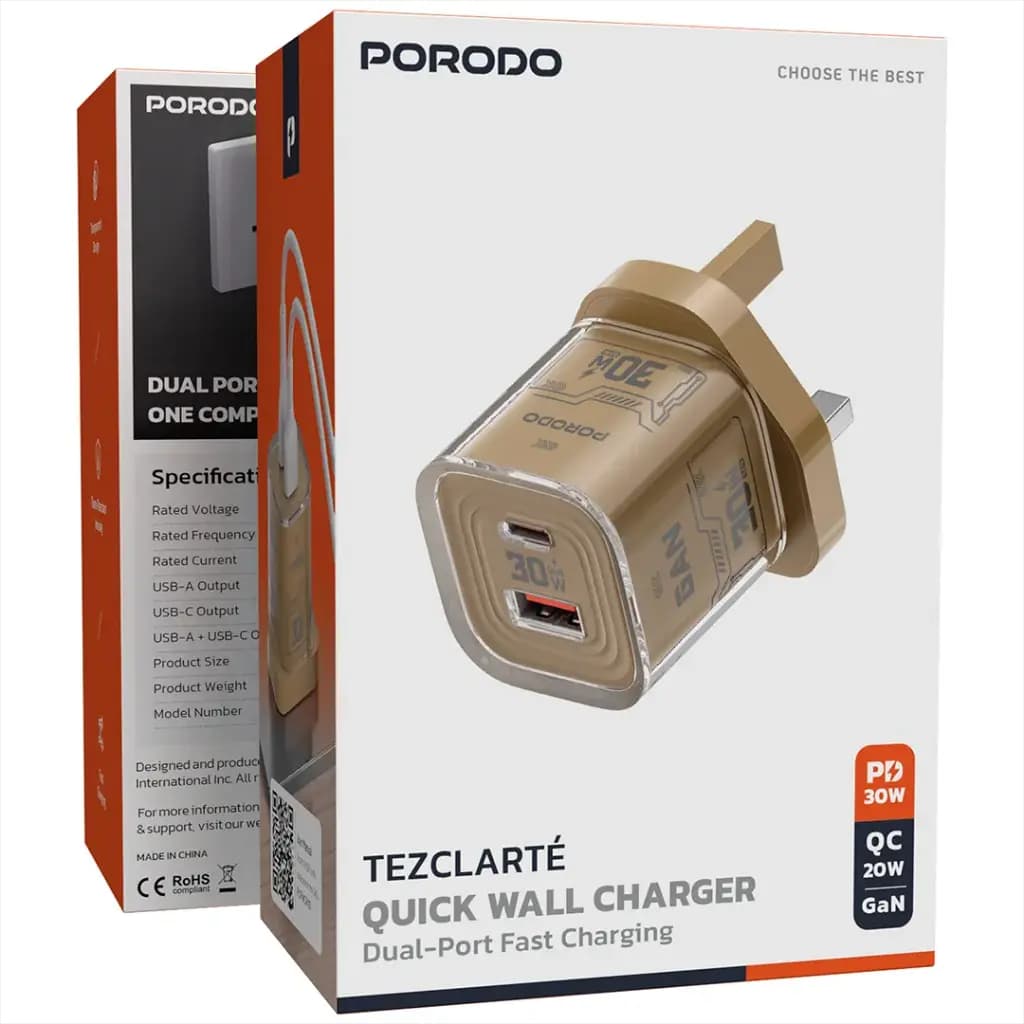 شارژر دیواری 30وات پرودو مدل Tezclarte Dual-Port PDFWCH101 — تصویر ۳