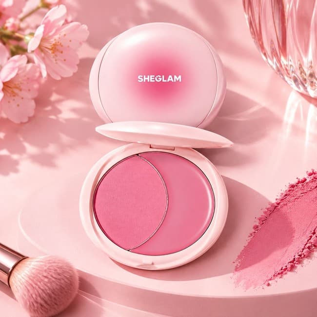 رژگونه دوقلو کرمی پودری شیگلم pink sprinkles بافت سبک و ماندگاری بالا