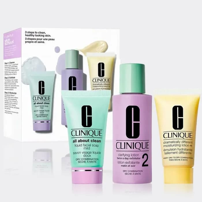 کیت مراقبت از پوست خشک و مختلط کلینیک Clinique Skin School Cleanse Exfoliate Moisturize — تصویر ۳