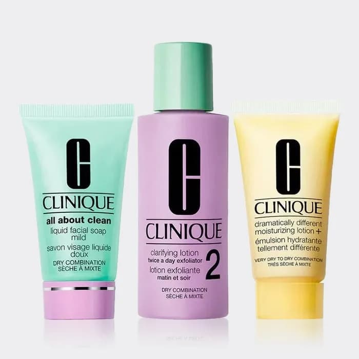 کیت مراقبت از پوست خشک و مختلط کلینیک Clinique Skin School Cleanse Exfoliate Moisturize