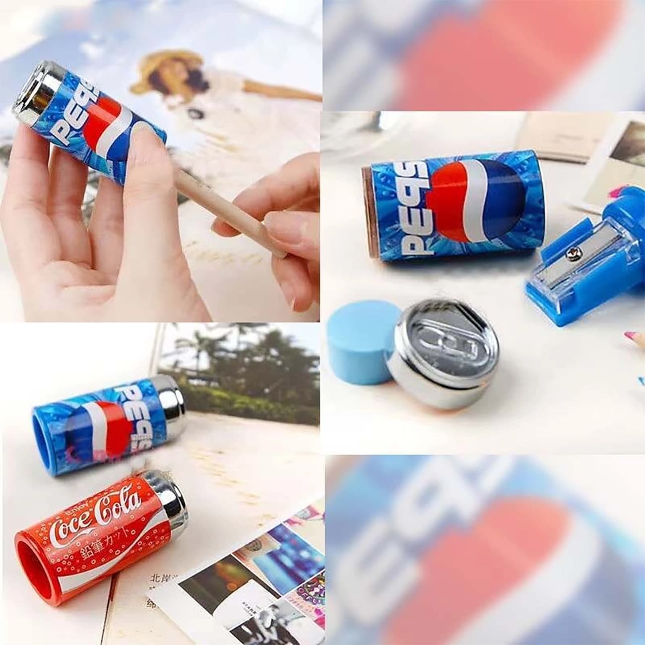 مداد تراش و پاک کن مدل GC-205 با طراحی فانتزی قوطی نوشابه — تصویر ۳