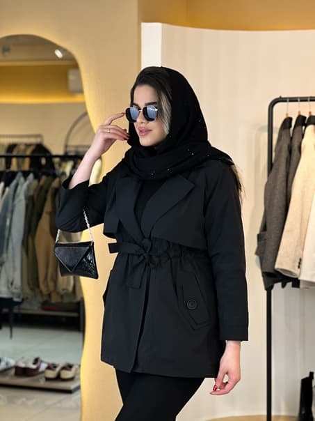 بارانی دو شنل مشکی 010207