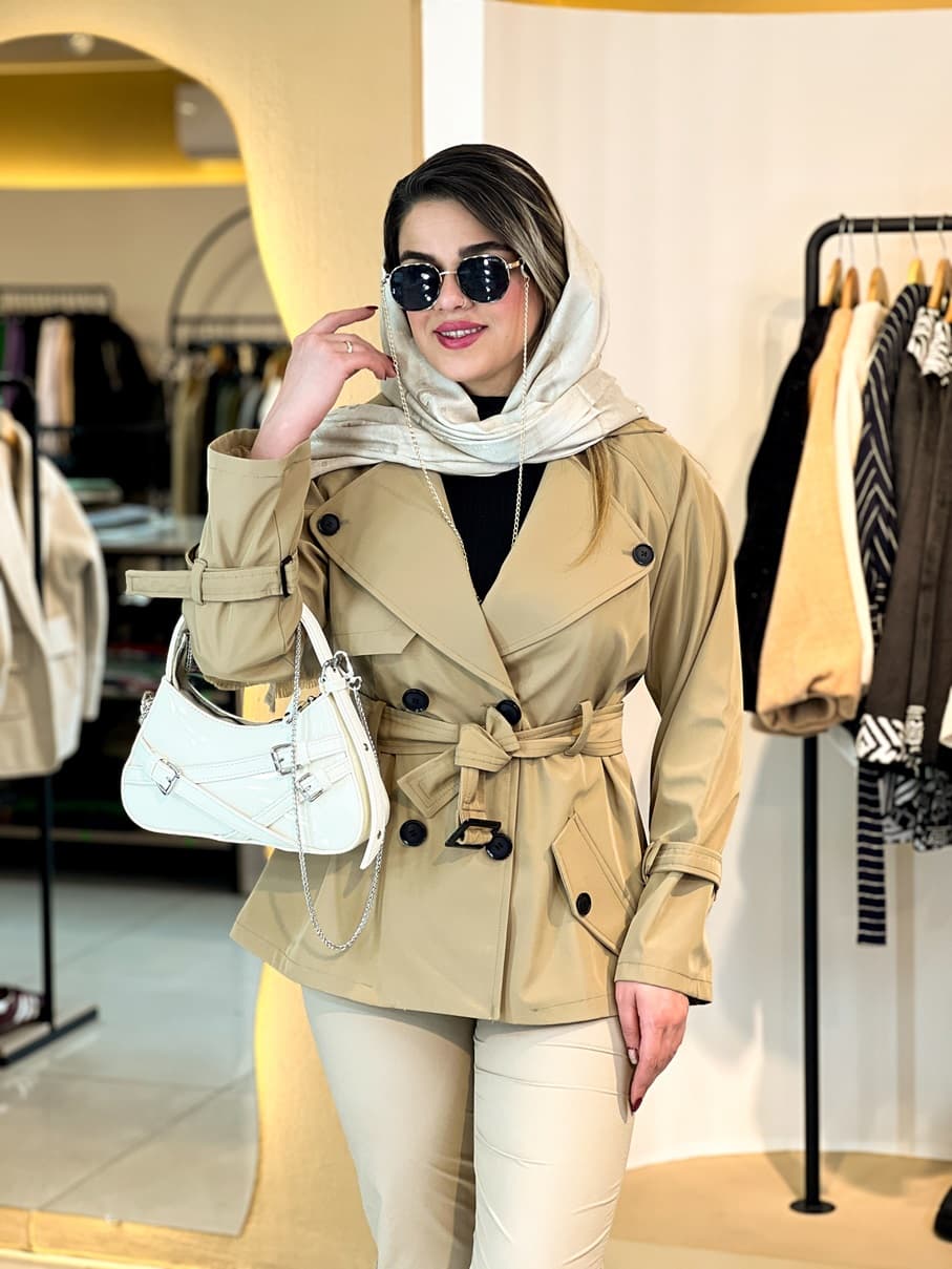 بارانی تک جیب کاراملی 010202 — تصویر ۵