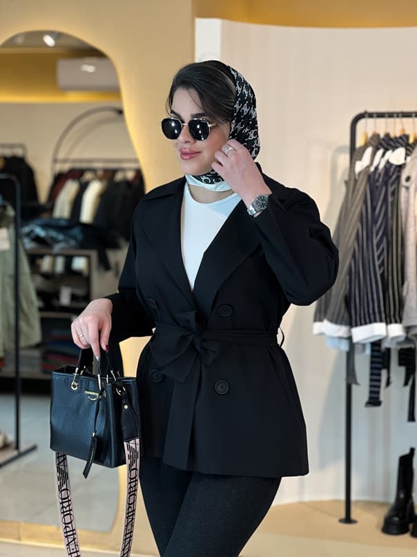 بارانی چهار دکمه مشکی 010208