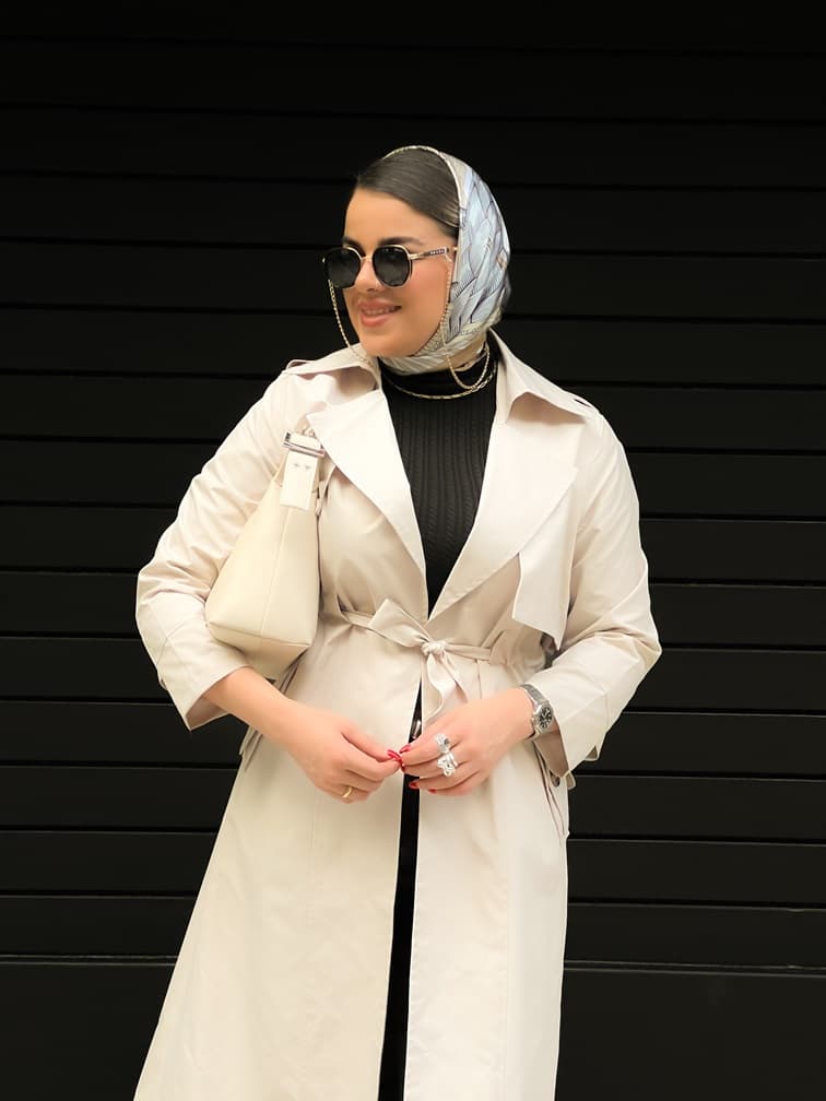 بارانی بلند دوشنل استخوانی 010101 — تصویر ۴