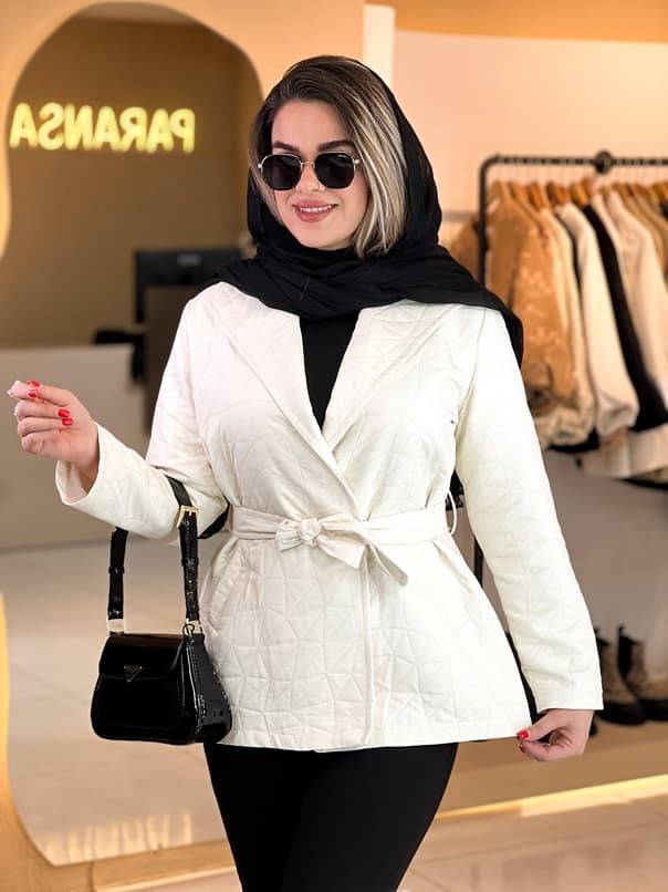بارانی کوتاه شیری 010203 — تصویر ۷