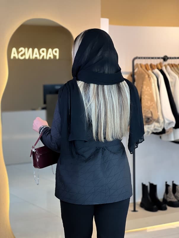 بارانی کوتاه مشکی 010203 — تصویر ۴